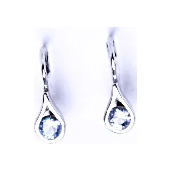 Náušnice Stříbrné náušnice slza akvamarin - VE5 (Stříbrné náušnice s modrým zirkonem)