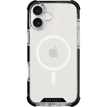Pouzdro na mobilní telefon Odolný obal Mobiwear MagSafe Elite Bumper - Apple iPhone 16 Plus - D001D Čiré (Odolný kryt, pouzdro, obal Mobiwear Elite Bumper na mobil Apple iPhone 16 Plus - D001D Čiré, materiál Plast + TPU silikon + kov - zesílená ochrana telefonu, podpora MagSafe,)