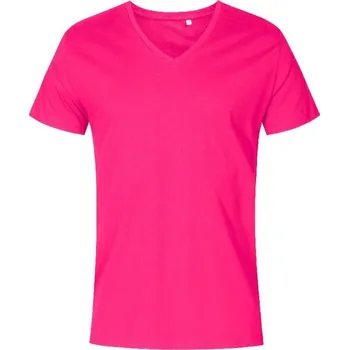 Pánské oblečení Promodoro Pánské tričko X.O s výstřihem do V Barva: Růžová brilantní, Velikost: S