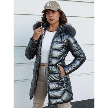 Dámská parka Dámská zimní bunda prošívaná dlouhá s kapucí SHINE šedá