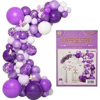 Balónek bHome Velká sada balónků na girlandu fialovo-černo-bílá 120 ks
