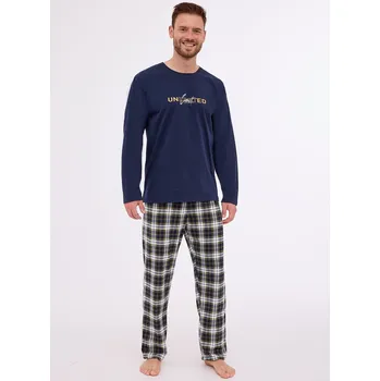 Cornette pyžamo pánské 124/269 Unlimited - tm. modrá, L (Bavlněné pánské pyžamo Cornette s dlouhým rukávem)