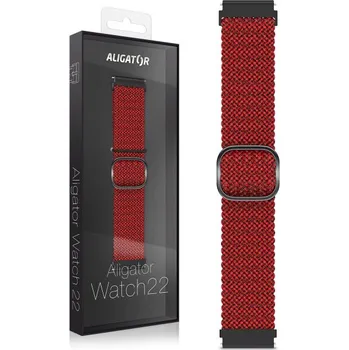 Řemínek na hodinky Řemínek textilní ALIGATOR 22mm, černo-vínový