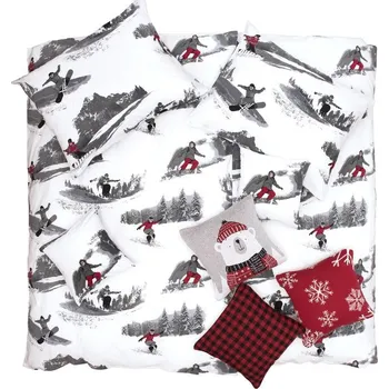Bytový textil SCANquilt povlečení KLASIK SOFT snowboard bílošedá 140 x 200/70 x 90 cm