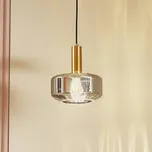 Lindby závěsné světlo Hildur, Ø 22 cm, 1 žárovka, kouřově šedé, sklo - Stínidlo – Ø 10 cm, výška 2,5 cm; výška stínidla na lampu 11,8 cm kouřově šedá, mosazná 1 x 15 W LED - Doprava zdarma