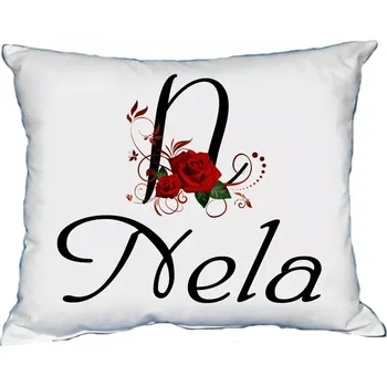 Dekorativní polštářek Polštář s dámským jménem NELA Červený (polštářek dámské jméno )