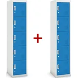 Šatní skříňka S3 pětidveřová 1+1 ZDARMA, demont, cylindrický zámek, šedá/modrá