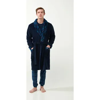 Pánský župan Vamp - Pánský župan se stylovou klopou 21629 - Vamp blue l