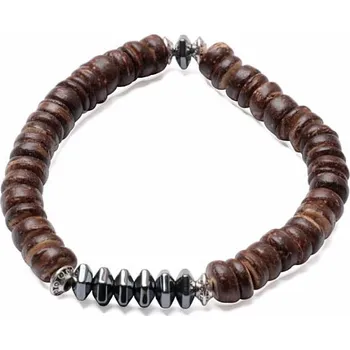 Náramek Hematit a kokosový ořech náramek obvod cca 17 až 23 cm