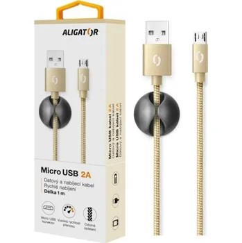 Datový kabel Datový kabel ALIGATOR PREMIUM 2A, Micro USB zlatý
