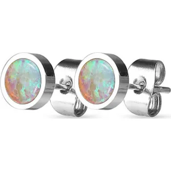 Náušnice NUBIS® Ocelové náušnice s opály 8 mm - NBP71-OP65