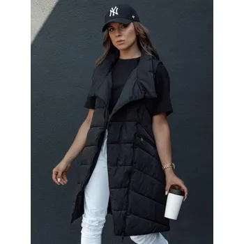 Dámská vesta Dámská prošívaná dlouhá vesta bez kapuce SERKIS černá