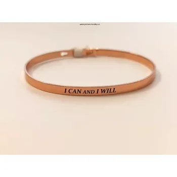 Náramek Náramek z mosazi s nápisem "I CAN AND I WILL" (Náramek s nápisem)