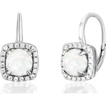 JVD Dámské stříbrné náušnice se zirkony a opály klasické na patent SVLE0513SH2O100