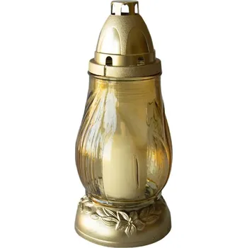 Svíčka lampa hřbitovní sklo 24cm (80g) (hoří 28hod) paraf. mix barev