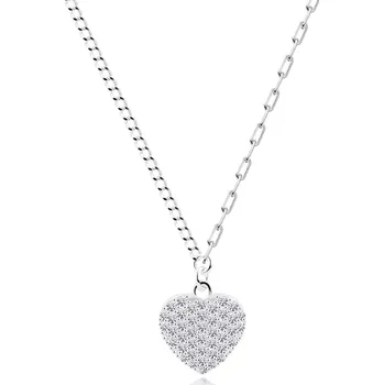 Náhrdelník Stříbrný 925 náhrdelník - vypouklé zirkonové srdce, dva typy řetízků