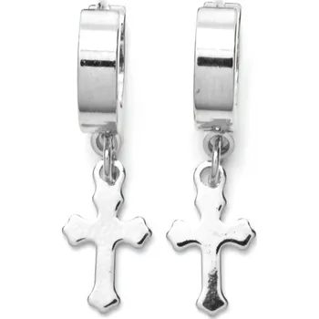 Náušnice Ocelové náušnice kříž Eudoxus - Stříbrná