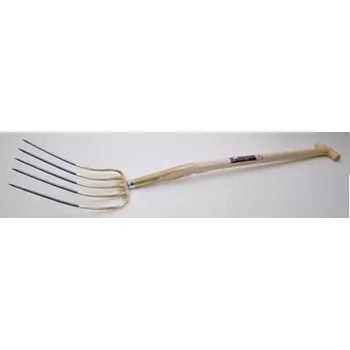 Vidle Vidle na hnůj Kramp 5 hrotů (KP-2012KR) (Kovaná verze. Upevnění násady pružným pouzdrem a uzávěrem. Násada z jasanového dřeva 900 mm, ukončena na konci T-koncovkou.)