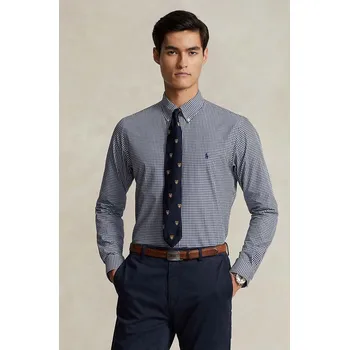 Pánská košile Košile Polo Ralph Lauren pánská, tmavomodrá barva, slim, s límečkem button-down, 710929345 59X, vel. S