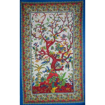 Přehoz na lůžko Bavlněný přehoz na postel Strom života - bílý 1, Sittar