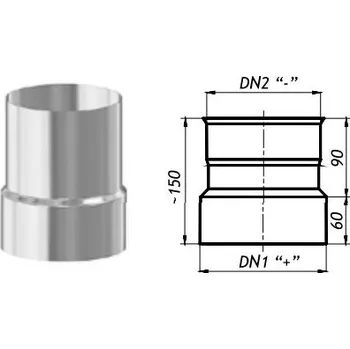 Kouřovod Karl Redukce kouřovodů v zapojení po kouři 200mm / 180mm (síla 1mm) - nerez