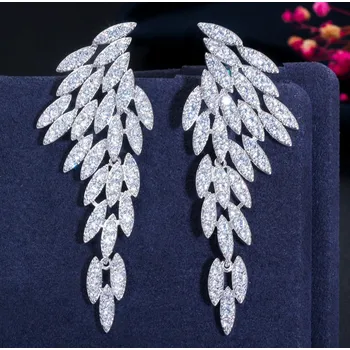 Náušnice B-TOP Dámské luxusní náušnice KŘÍDLO - bílé pozlacení