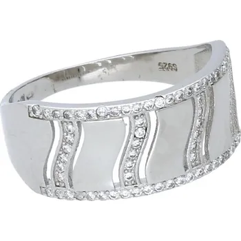 Prsten Goldstore Širší stříbrný prsten se zirkony Velikost: 63