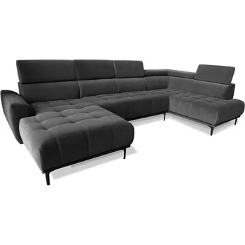 Sedací souprava CANON U - Levá - sedací souprava (CANCUN U/NUKA) látka grafitová KRONOS 34 kolekce "GB" (K250-S) NOVINKA