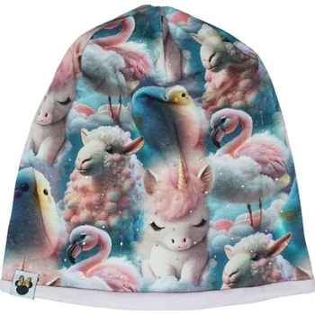 Čepice Dívčí podzimní/jarní čepice růžová/modrá jednorožec KEV 2024-121