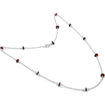 Náhrdelník Stříbrný náhrdelník s českými granáty Michaella - 45 cm, Rhodiování