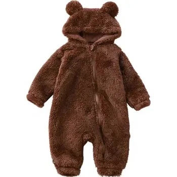 Kojenecký overall Kojenecký zimní chlupáčkový overal pro kluky medvídek Barva: Hnědá, Velikost: 100 (24-36 měsíců)