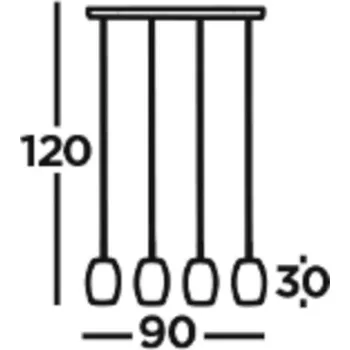 Searchlight Laserové závěsné svítidlo, černé, kov, 4 světla, E27 černá, zlatá 4 x 60 W - Doprava zdarma