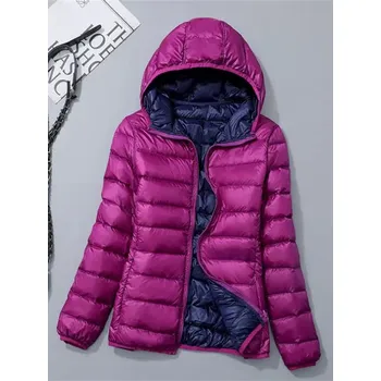 Dámská parka Oboustranná bunda s podšívkou z kachního peří Barva: Fialová, Velikost: XL