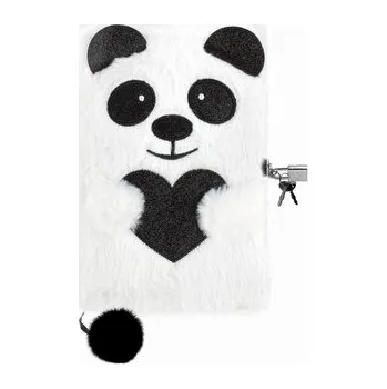 Set školních potřeb Pamiętnik pluszowy z kłódką Panda DERFORM