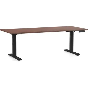 Psací stůl Výškově nastavitelný stůl OfficeTech C, 180 x 80 cm, černá podnož, ořech