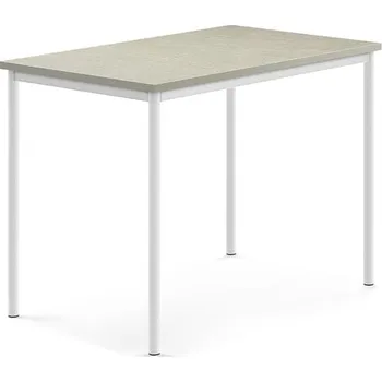 Jídelní stůl Stůl SONITUS, 1200x800x900 mm, bílé nohy, deska s linoleem, šedá