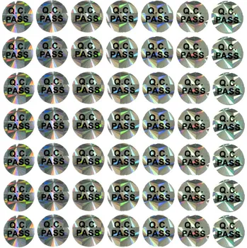 samolepka QC PASSED kruhová holografická samolepka