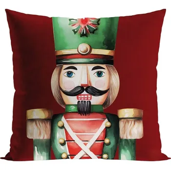 Polštář Vánoční polštář LOUSKÁČEK I. červený 45x45 cm MyBestHome Varianta: Povlak na polštář s prošívanou výplní, 45x45 cm