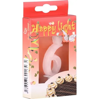 Svíčka Emocio Dortové číslo 6. svíčka v krabičce 18 gram