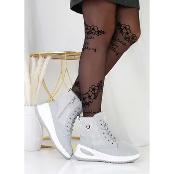 Dámská zimní obuv Prety Zateplené kotníkové tenisky 54000-2G šedá 36