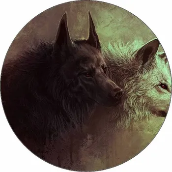 Jedlá dekorace na dort Jedlý papír černý a bílý vlk 19,5 cm