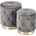 SADA 2x Taburet POLLY pr. 40/44 cm šedá/zlatá