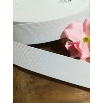 Textilní guma Pruženka hladká šíře 25 mm tkaná bílá