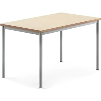 Jídelní stůl Stůl SONITUS, 1200x800x720 mm, stříbrné nohy, deska s linoleem, béžová