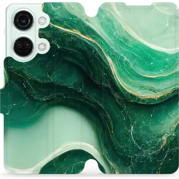 Pouzdro na mobilní telefon Flipové pouzdro Mobiwear - OnePlus Nord 3 5G - VP38S Zelený mramor (Knížkové flip pouzdro, obal, kryt na mobil OnePlus Nord 3 5G - VP38S Zelený mramor, materiál Umělá kůže + TPU - ochrana 360°, stojánek, silikonová vanička, magnetické zavírání)