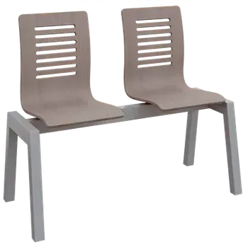 CARMEN 2, dřevěná lavice do čekárny, 2-sedák, dub stříbrný, kostra stříbrná