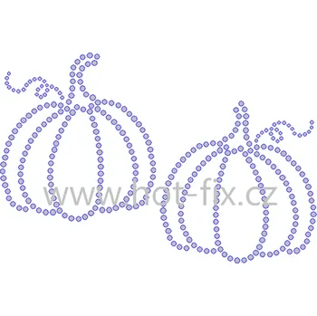 SP012-sada 2ks - dýně Halloween nažehlovací hot-fix kamínková aplikace na textil, rozměry cca 16,2x10,9cm barva: broušené kameny barva 101/N Crystal /stříbrná