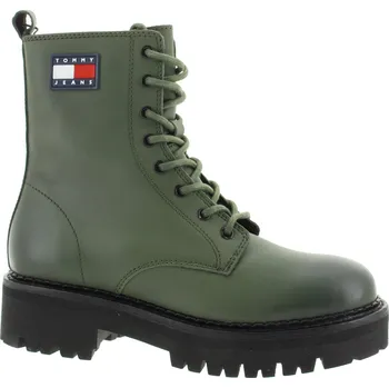 Dámské kozačky TOMMY HILFIGER Dámský zelený kožený kotník EN0EN02628-M00-265 Velikost 40