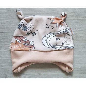 Kojenecká čepice AMÁLKA Bavlněná čepička formule, oříšková Velikost: 62-68