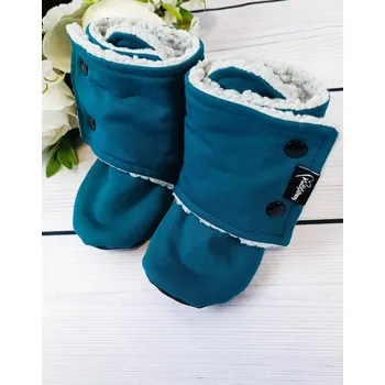 Capáčky Kulišárny Capáčky barefoot s beránkem TEAL Grey VELIKOST: 3 délka stélky: 13cm
